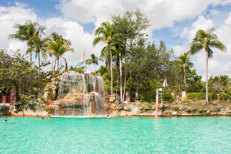 Coral Gables Venetian Pool. The Venetian Pool, built from a coral rock quarry in 1923, is spring-fed and is a hot-spot for locals and visitors alike during the hot summer months.