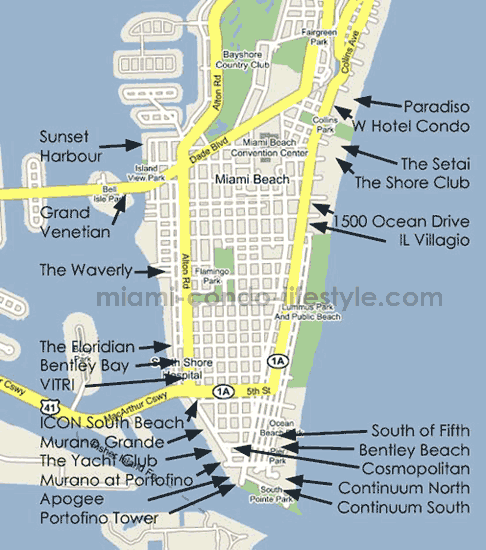 south beach miami. South Beach Miami Beach Map