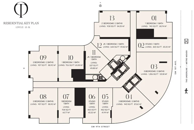 Keyplan 1 for One Twenty Brickell Residences