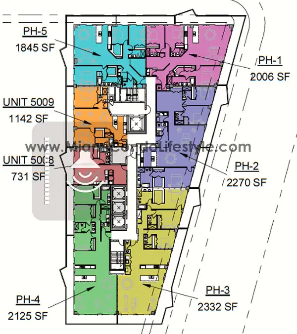 SLS Brickell Condos - Penthouse Keyplan